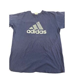 Vintage Adidas T Shirt Mens Large Blue Distressed Logo Graphic Tee 90s USA Tag